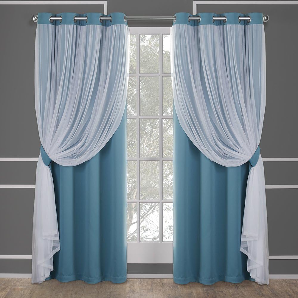 TOWN & COUNTRY LUXE Talia Double Layer Indoor Curtains, Sheer and Room Darkening Blackout, Grommet Top, Energy Efficient, 2-Pack Set…