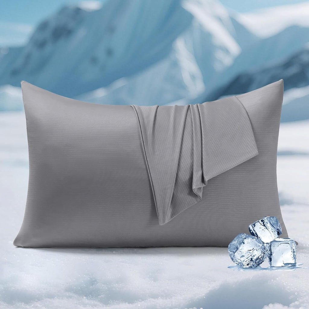 Elegear Cooling Pillow Cases for Hot Sleepers, Silver Infused Cooling Pillowcase Instantly Cool with Q-Max>0.5, Soft Silky Pillowcases for…