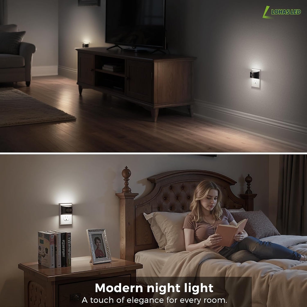 L LOHAS LED Night Light with Motion Sensor & Dusk to Dawn Sensor, Night Lights Plug into Wall with 30-100lm Adjustable Brightness…