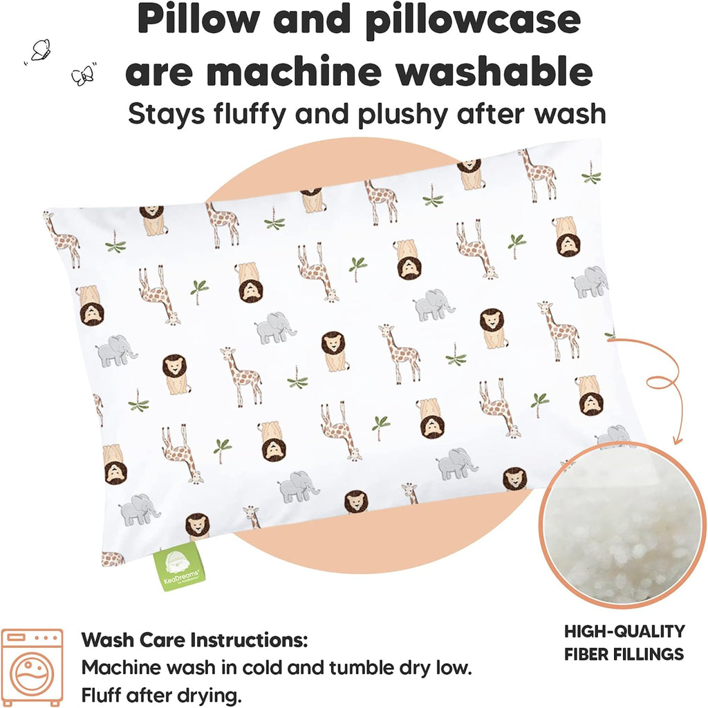 Toddler Pillow with Pillowcase - 13x18 My Little Dreamy Kids Travel Bed Pillows for Sleeping, Organic Cotton Small Pillowcase, Soft &…