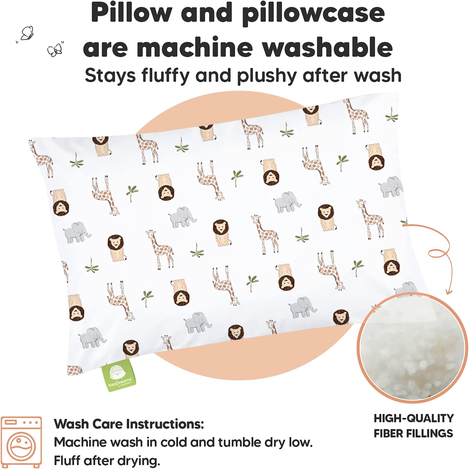Toddler Pillow with Pillowcase - 13x18 My Little Dreamy Kids Travel Bed Pillows for Sleeping, Organic Cotton Small Pillowcase, Soft &…
