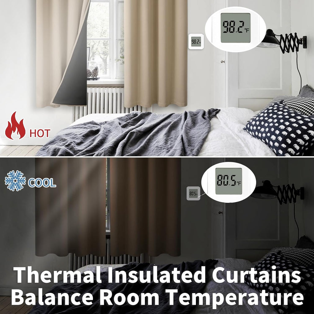 BGment Short 100% Blackout Curtains for Bedroom, Thermal Insulated Energy Efficiency Noise Reducing Grommet Curtains 45 Inch Length with Li…