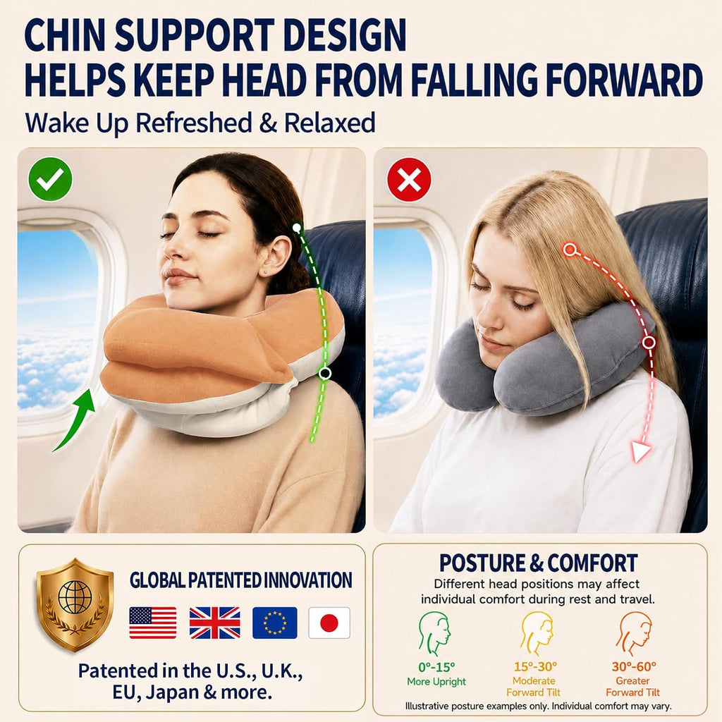BUYUE Travel Neck Pillows for Airplanes, Memory Foam 360° Head Support Sleep for Long Flight, Skin-Friendly & Breathable, Kit with Eye…