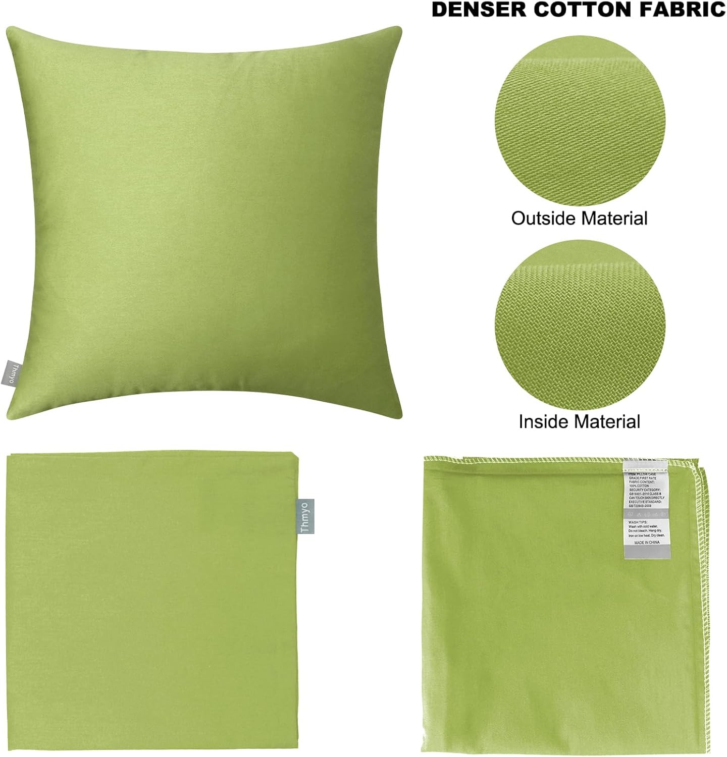 Thmyo 4-Pack 100% Cotton Comfortable Solid Decorative Throw Pillow Case, Square Cushion Cover Pillowcase Sublimation Blank Pillow Covers DI…
