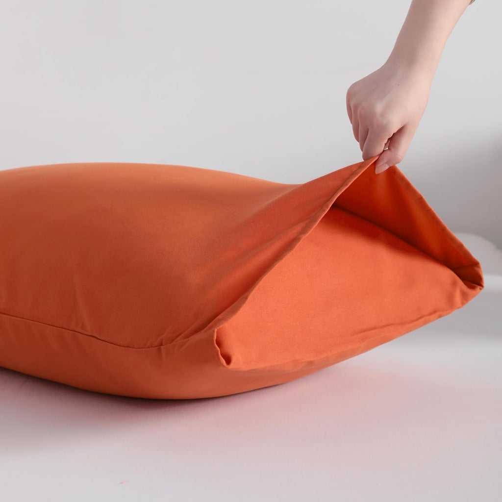 Ntbay King Pillowcase Set - 2 Pack Brushed Microfiber 20x36 Pillowcases - Soft, Wrinkle-Free, Fade-Resistant, Stain-Resistant, Brunt Orange…