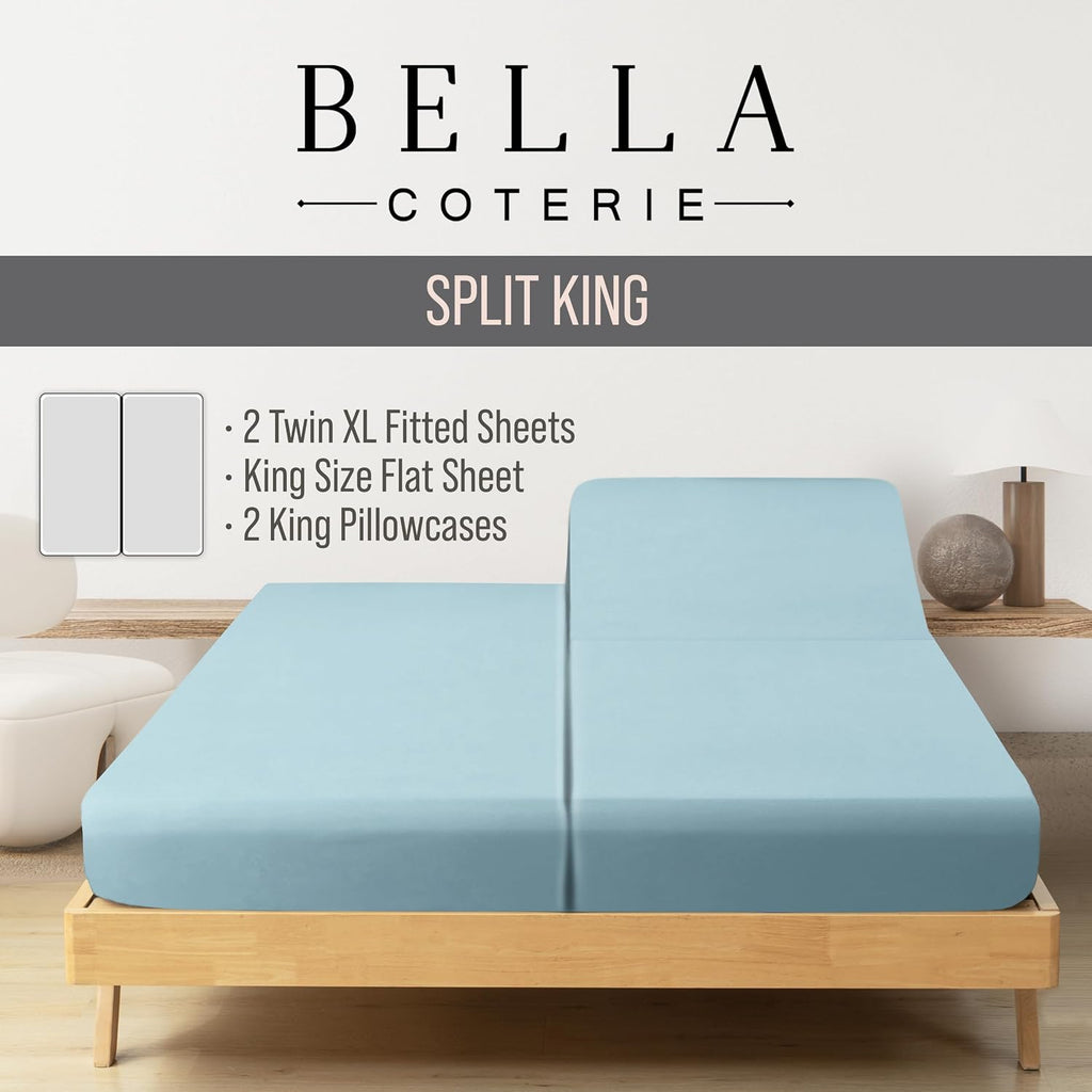 Bella Coterie Luxury Bamboo Viscose Split King Size Sheet Set | 2 Fitted Sheets for Sleep Number & Adjustable Beds | 100% Organically…