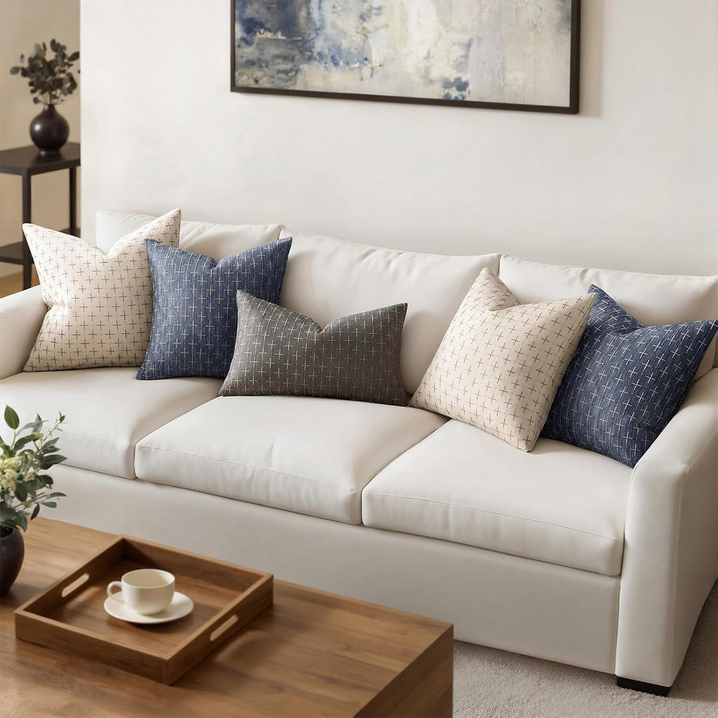 MIULEE Pack of 2 Decorative Burlap Linen Throw Pillow Covers Modern Farmhouse Vintage Pillowcase Rustic Woven Textured Cushion Cover for…
