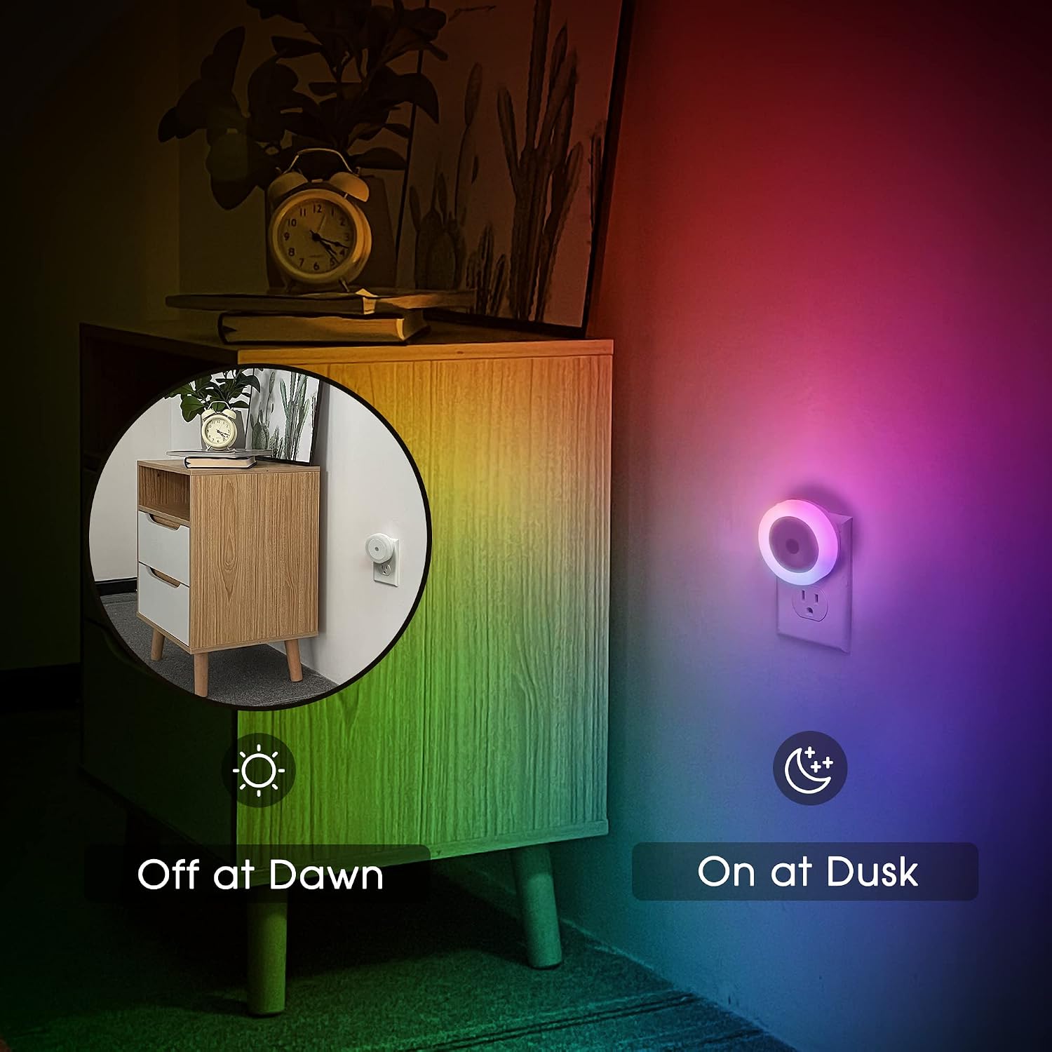 Briignite Night Light for Kids, Dynamic RGB Night Lights Color Changing, Nightlight with Light Sensors, Kids NightLights for Bedroom…