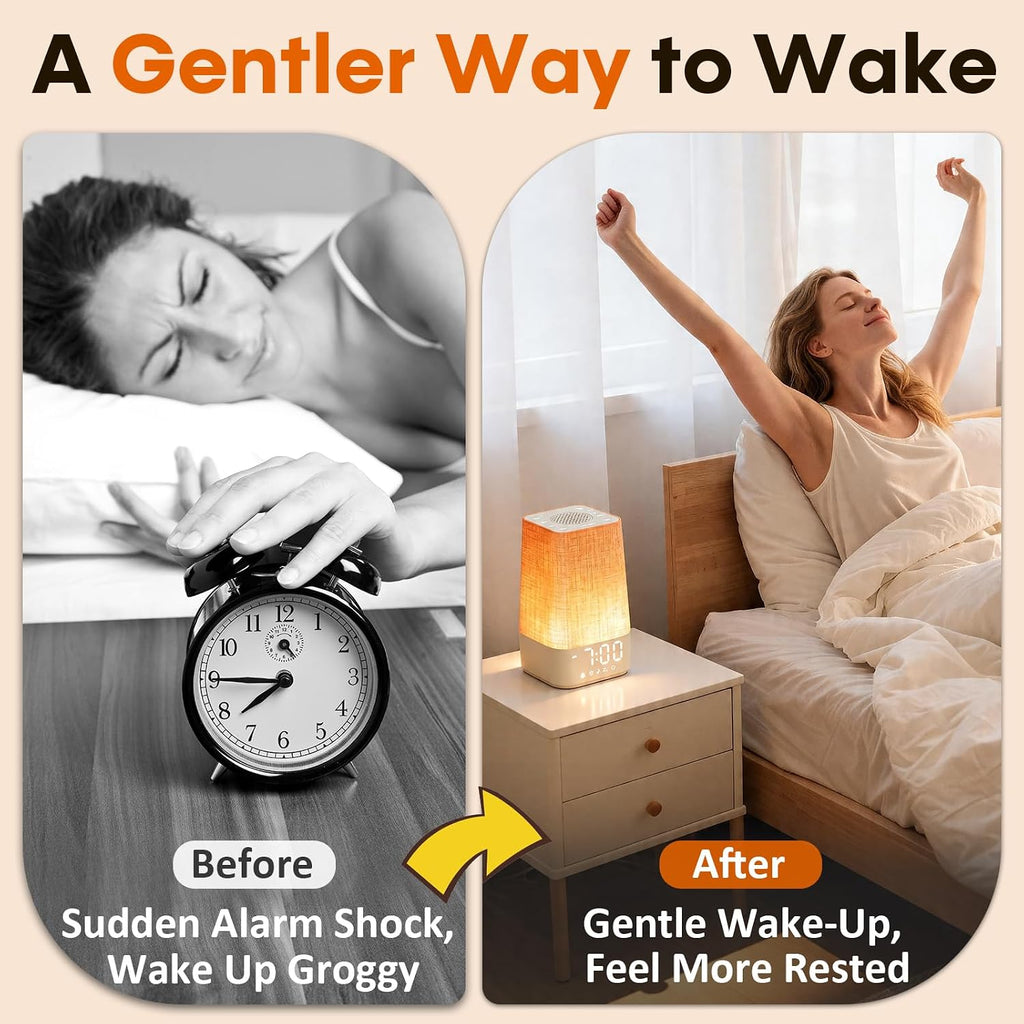10-60 Mins Simulate Sunrise Alarm Clock: Gentle Wake Up Light Adjustable Brightness, 30-Level Volume, Bright & Loud Enough for Dark…