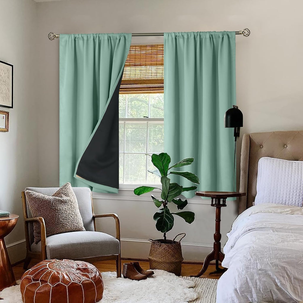BGment Blackout Curtains for Bedroom 54 Inch Length, Rod Pocket 100% Blackout Curtains with Thermal Liner Darkening Curtains for Living…