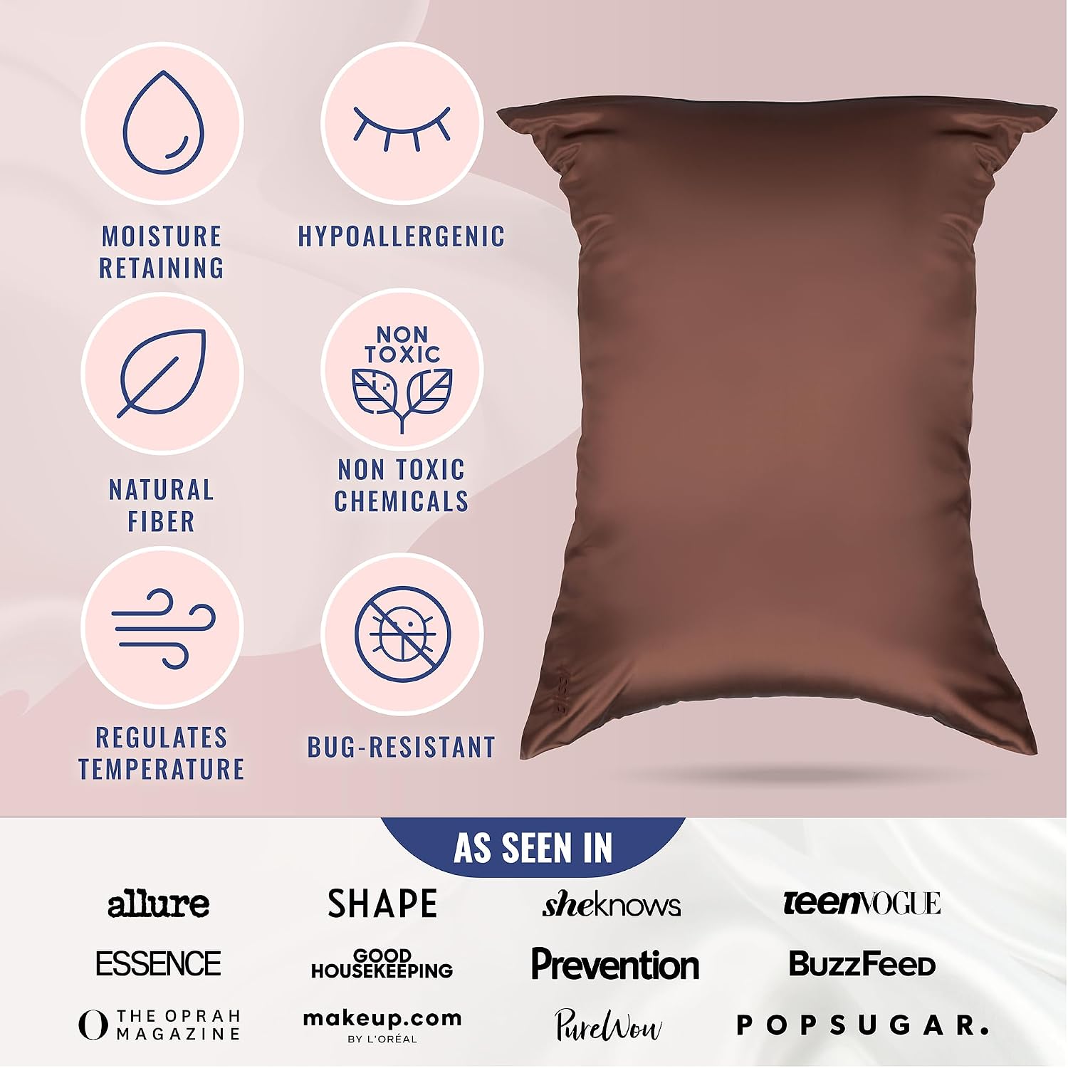 Blissy Silk Pillowcase - 100% Pure Mulberry Silk - 22 Momme 6A High-Grade Fibers - Silk Pillow Cover for Hair & Skin - Regular, Queen &…