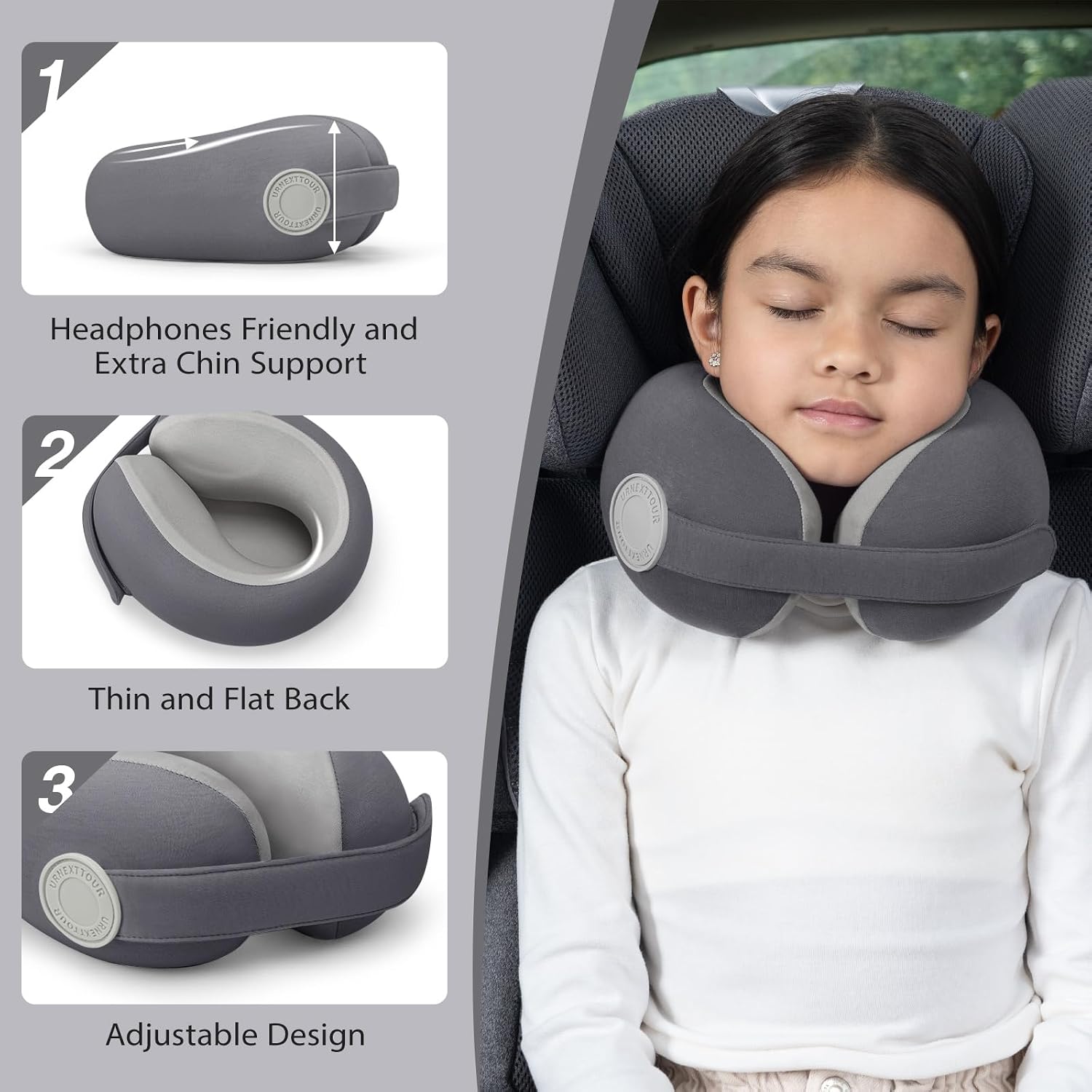 urnexttour Car Pillow for Big Kids Travel Neck Pillows, Memory Foam Neck Support Travelling Pillow with Washable Cotton Pillowcases and…