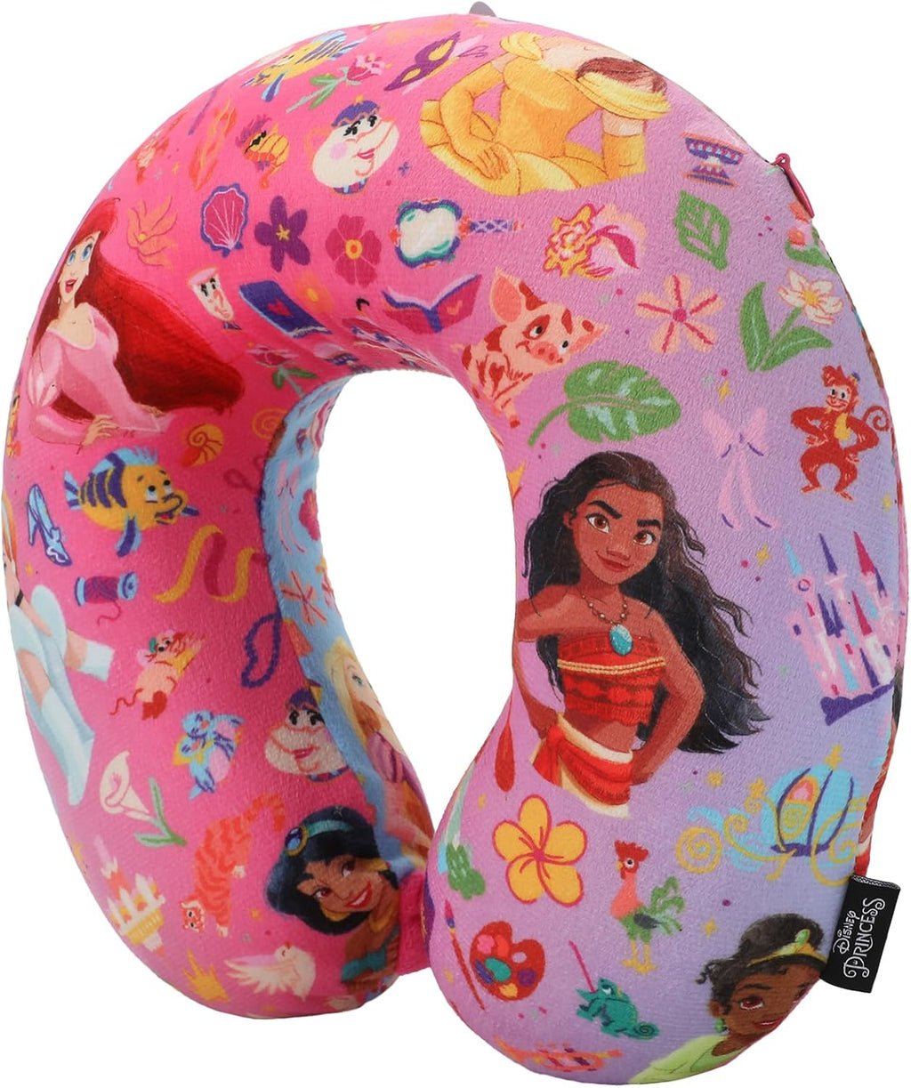 Bioworld Disney Princess 3-Piece Neck Pillow Travel Set with Eye Mask & Luggage Tag plastic Pink