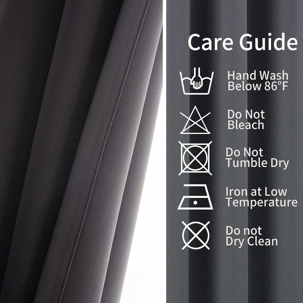 Pickluc Grey Blackout Curtain Panels with Grommet, Light Blocking Drapes for Bedroom, Thermal Insulated, Noise Reduction, Privacy Protectio…