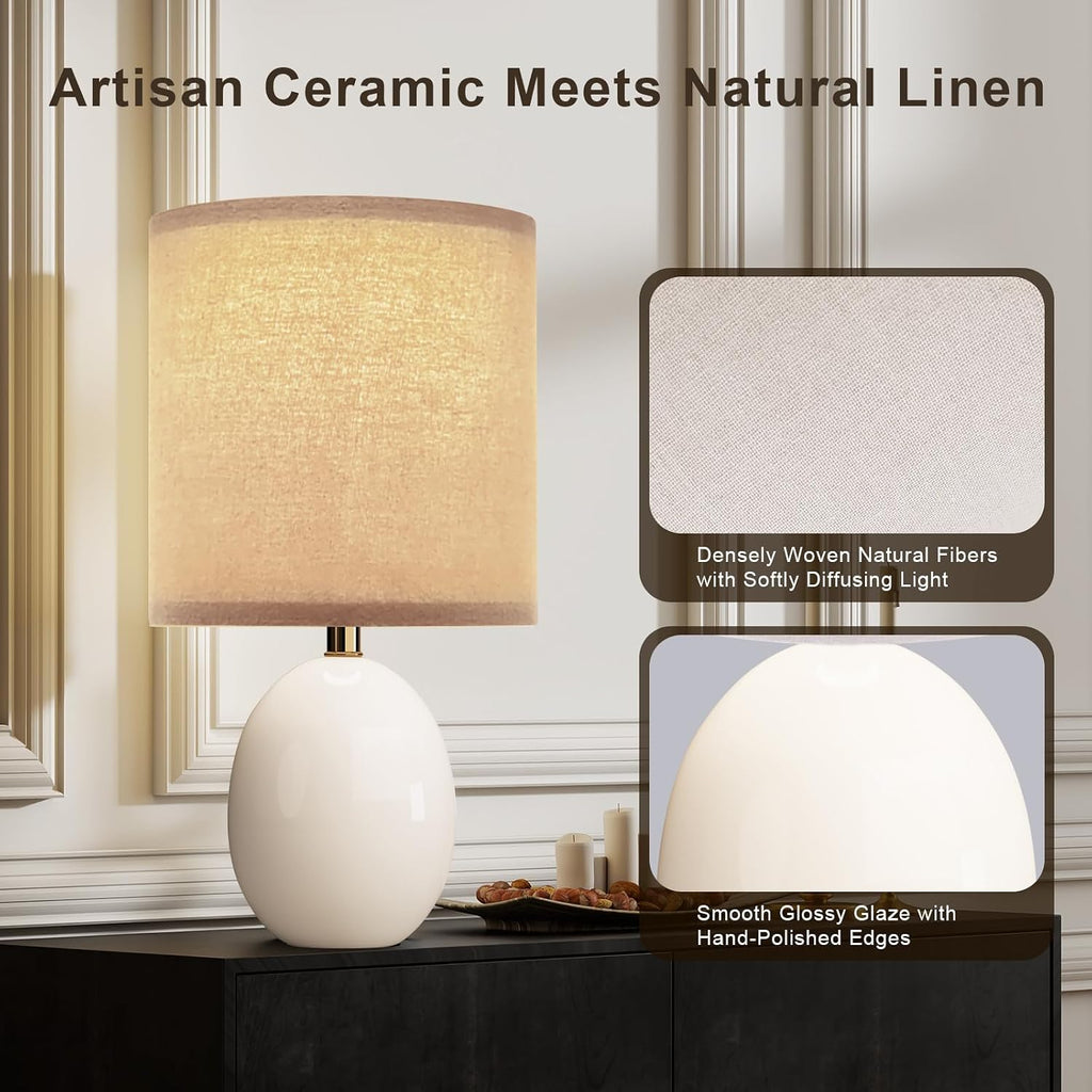 Dawnwake 17.3" Table Lamp Set of 2 for Living Room Bedroom, Bedside Lamps for Night Stands, Desk Nightstand Lamp Dimmable, Modern Linen…