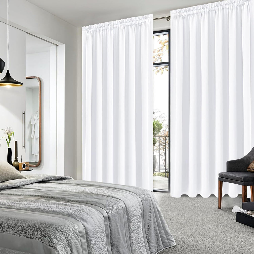DWCN White Curtains for Living Room Thermal Insulated, 50% Light Blocking Curtains for Bedroom, Dining Room Window, W 70x L 84 Inch, Set…