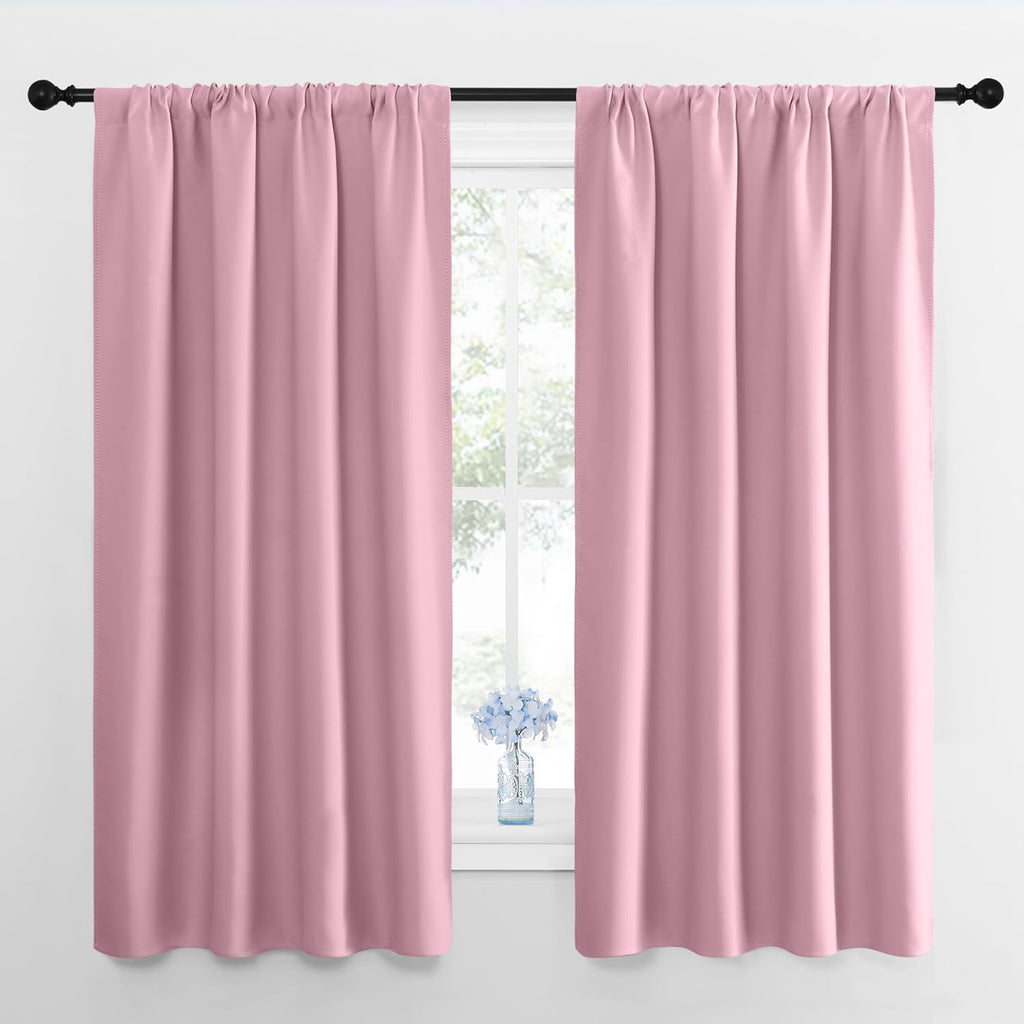 NICETOWN 2 Panels Blackout Curtains, Rod Pocket Thermal Insulated Curtains for Bedroom, Room Darkning Shading Blinds Modern Home…