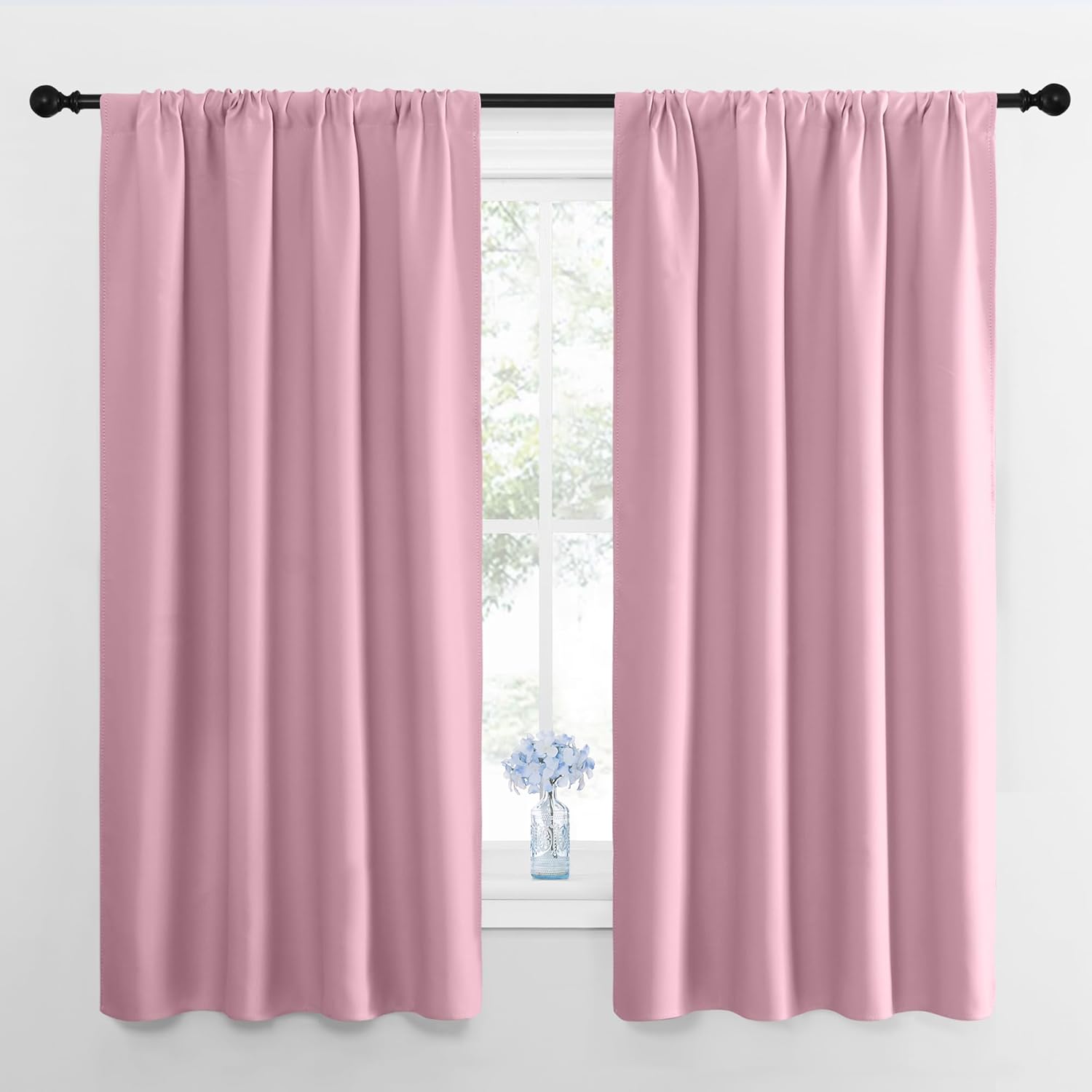 NICETOWN 2 Panels Blackout Curtains, Rod Pocket Thermal Insulated Curtains for Bedroom, Room Darkning Shading Blinds Modern Home…