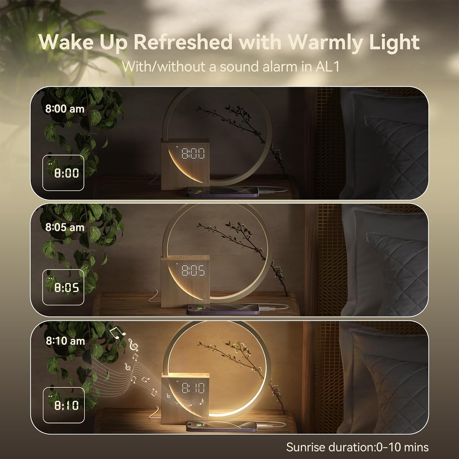 LightUpExquisiteLife Vivilumens Sunrise Alarm Clock for Heavy Sleepers Adults, Wake-up Light, 10 White Noise Sound Machines with…