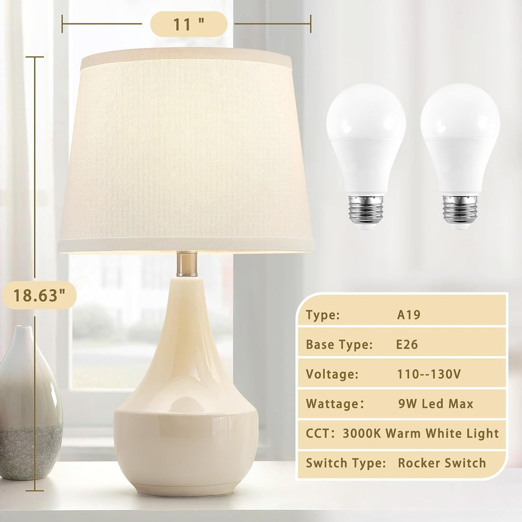 GyroVu 18" Table Lamp Set of 2, Ceramic Table Lamp Classic Beside Lamps Nightstand Lamp Modern Lamp for Living Room, Bedroom & Office…