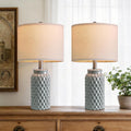 USumkky 20.5" Ceramic Table Lamps Set of 2, Modern Farmhouse Boho Bedside Lamps for Bedroom, Nightstand Lamps for Living Room End Tables…