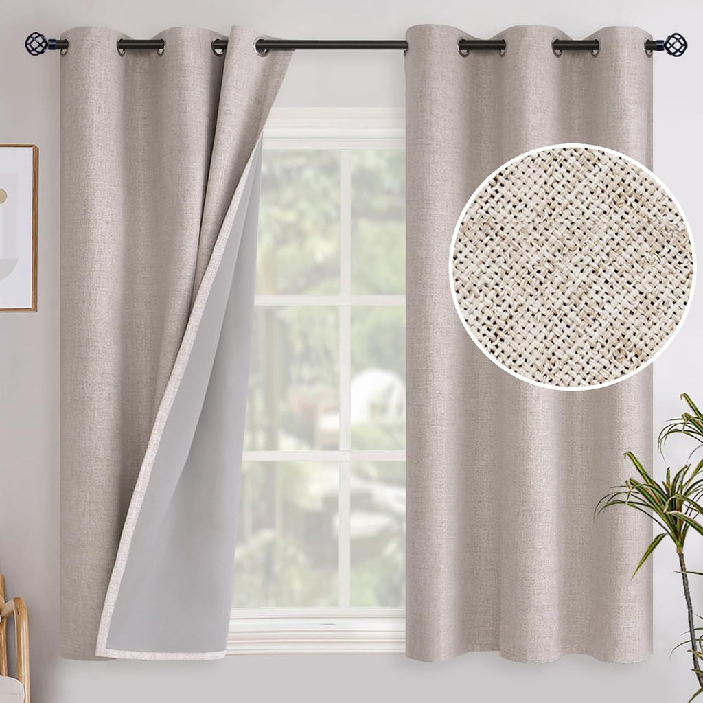 YoungsTex Linen Blackout Curtains 54 Inch Length for Bedroom, Grommet Thermal Insulated Drapes for Living Room Full Light Blocking Privacy…