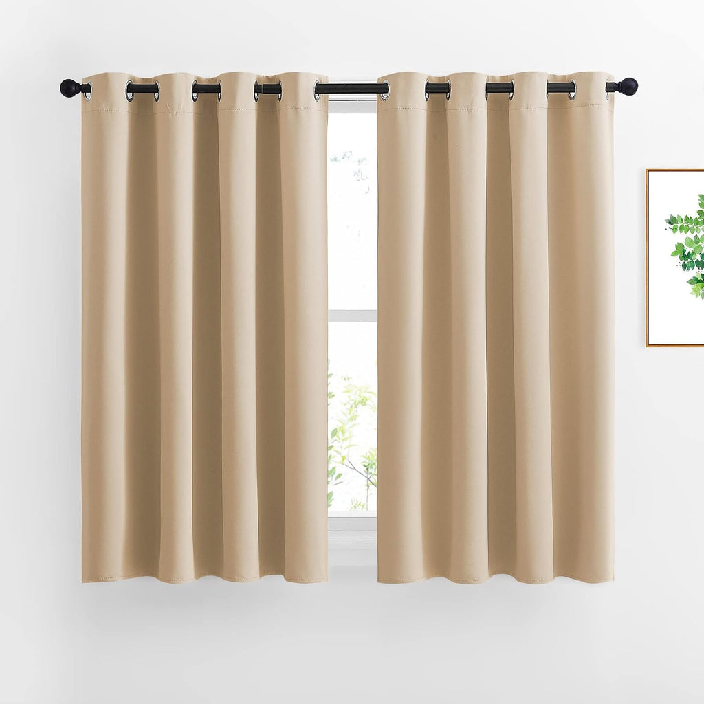 Nicetown Bedroom Curtains Room Darkening Drapes - Biscotti Beige Curtains/Panels for Bedroom, Grommet Top, 2-Pack, 52 x 45 inches Long, The…