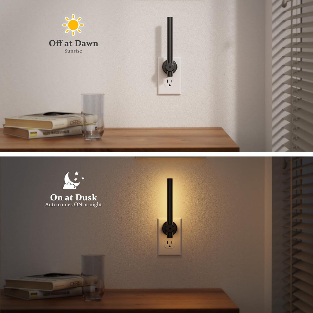 JandCase LED Night Light, Modern Night Lights Plug into Wall with Dusk to Dawn Sensor, 330° Rotatable Plug, Dimmable Night Light for Bedroo…