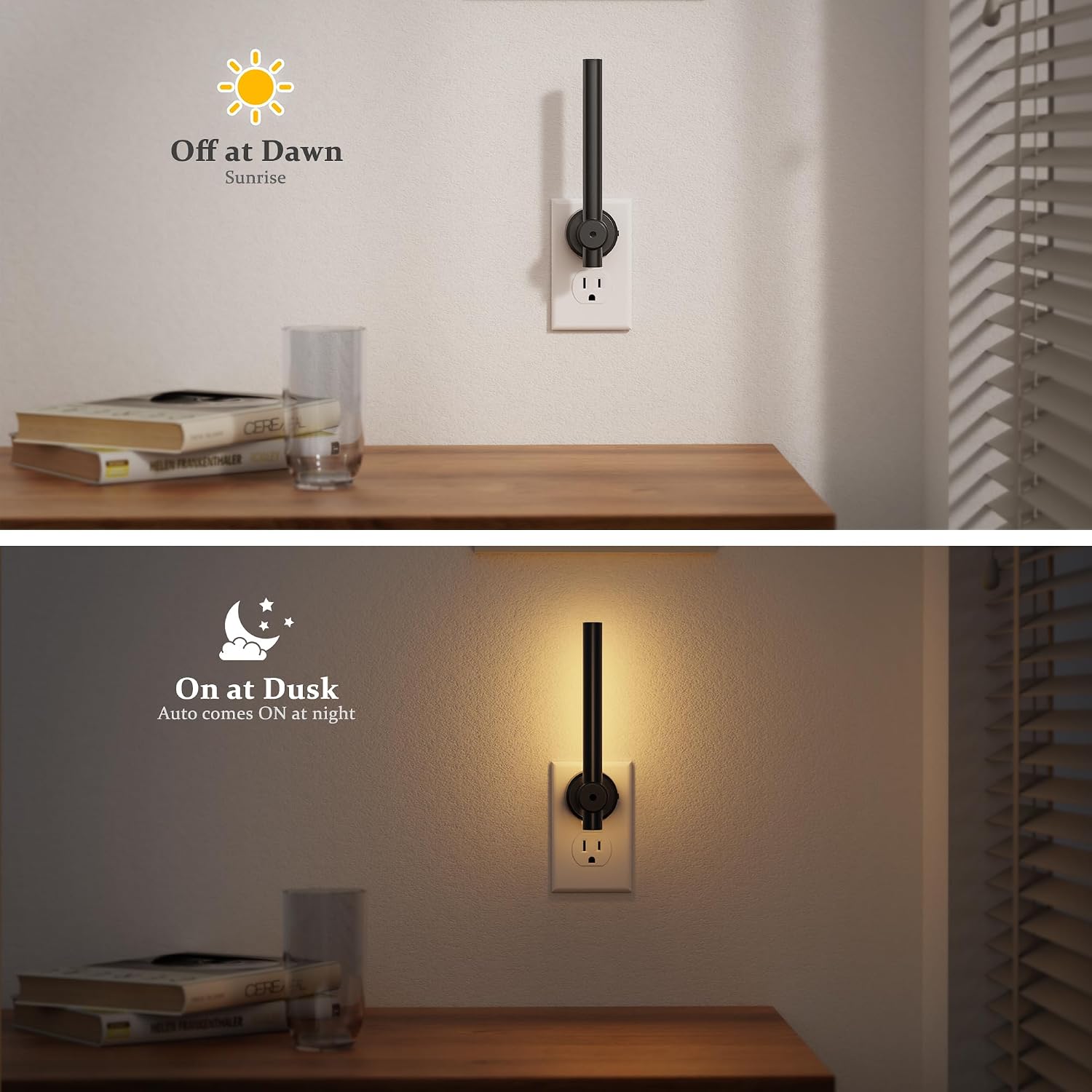 JandCase LED Night Light, Modern Night Lights Plug into Wall with Dusk to Dawn Sensor, 330° Rotatable Plug, Dimmable Night Light for Bedroo…