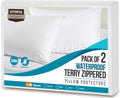 Utopiabedding Utopia Bedding Set of 2 Waterproof Pillow Protectors with Zipper Queen Size, Terry Pillow Covers, Bed Bug and Dust Mite Proof…