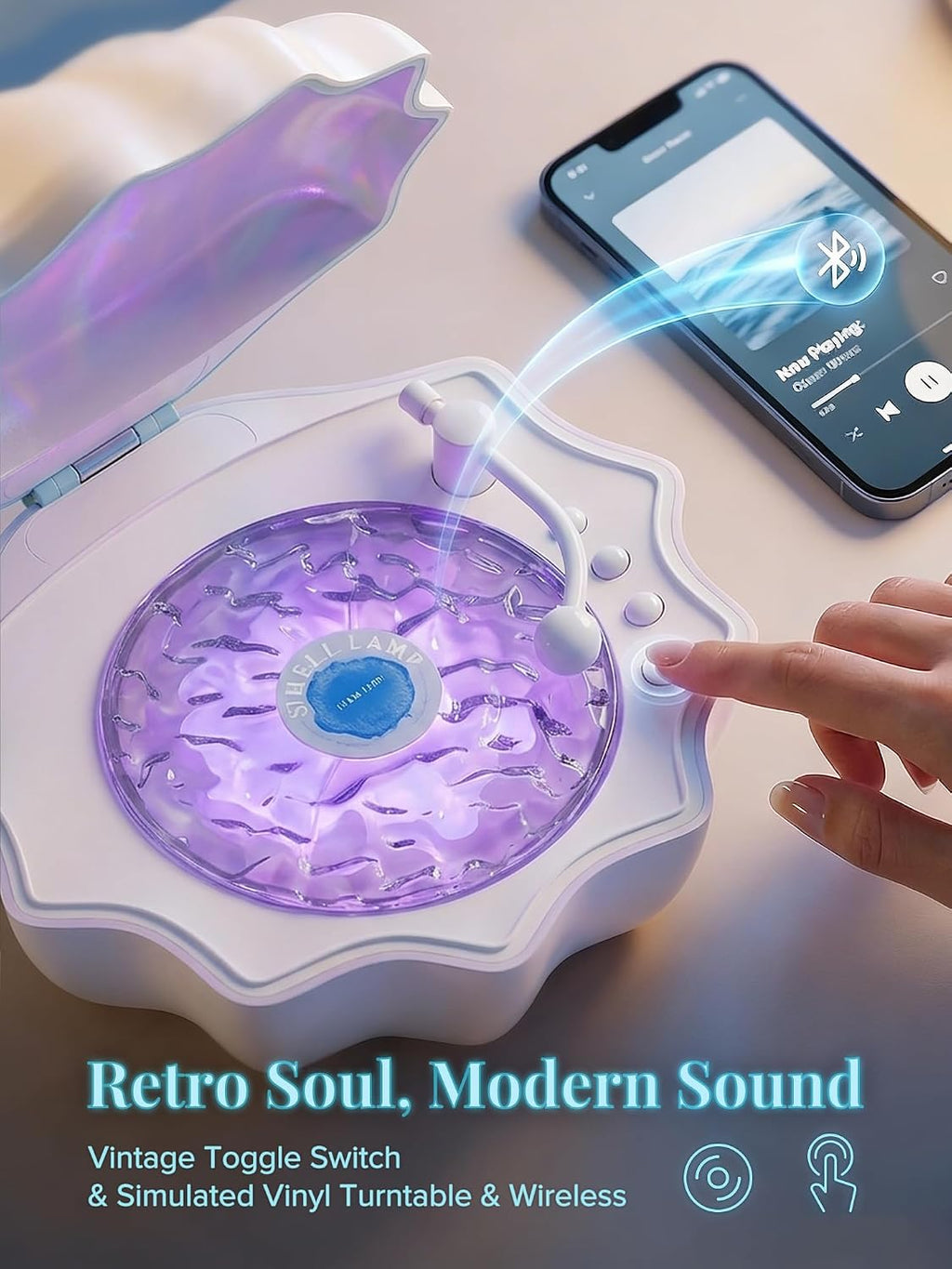 Ocean Wave Projector Light, Shell Night Light Built-in Bluetooth Speaker, Remote Control, White Noises for Home…