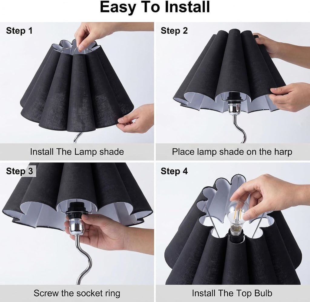 EOEYYOYB Pleated Table Lamp, Table Lamp for Bedroom, Bedside Lamps for Nightstand with Linen Lampshade, Modern Lamp for Bedroom Home…