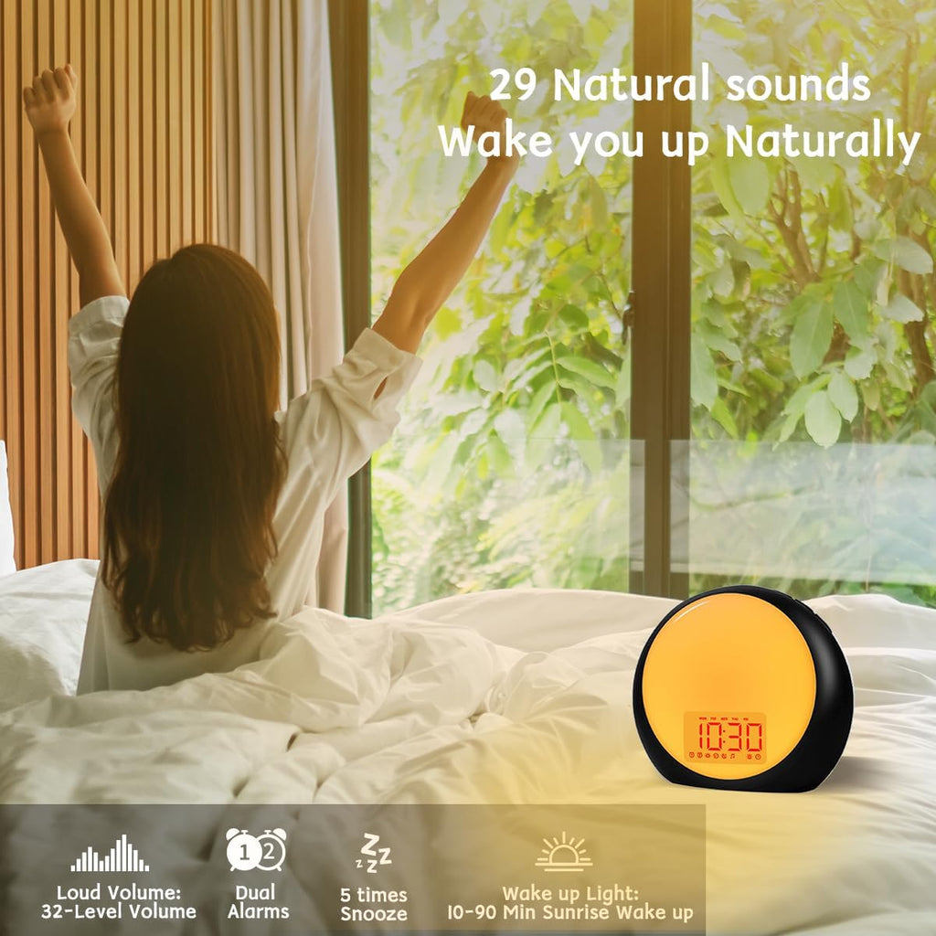 iDealSleep Sunrise Alarm Clock Wake Up Light for Kids Heavy Sleepers Bedroom with Sunrise Sunset Simulation Dual Alarms Snooze Ni…