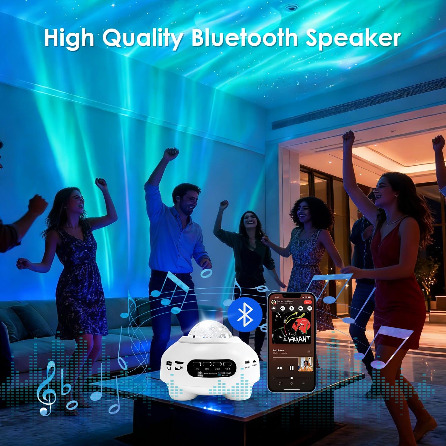 Ranfare Star Projector, Northern Lights Projector, with Bluetooth Speaker, White Noise, Remote Control, Night Light, for Game Room, Adults, Fam…