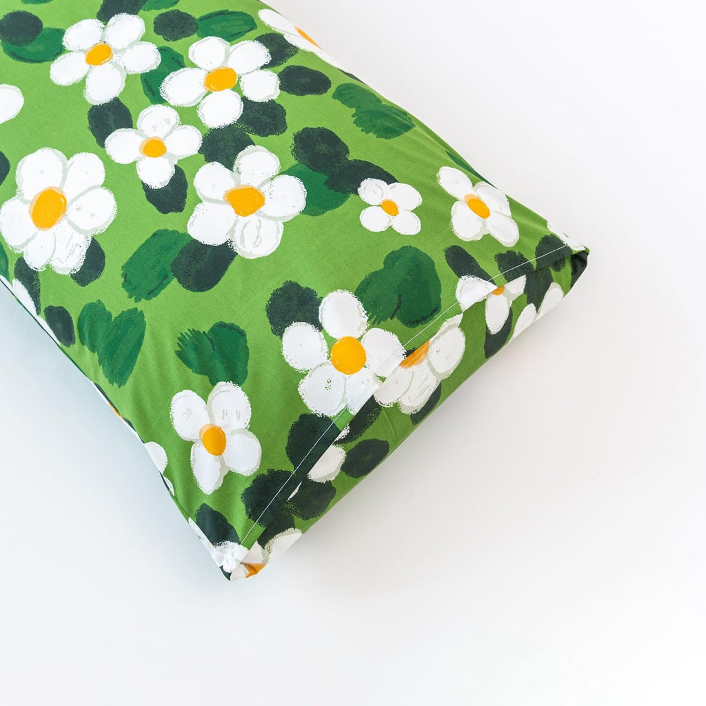 YuHeGuoJi Green Pillow Cases Set of 2 Queen 100% Cotton Floral Pillow Covers Decorative Watercolor Botanical Duvet Cover with Zipper Ties 2…
