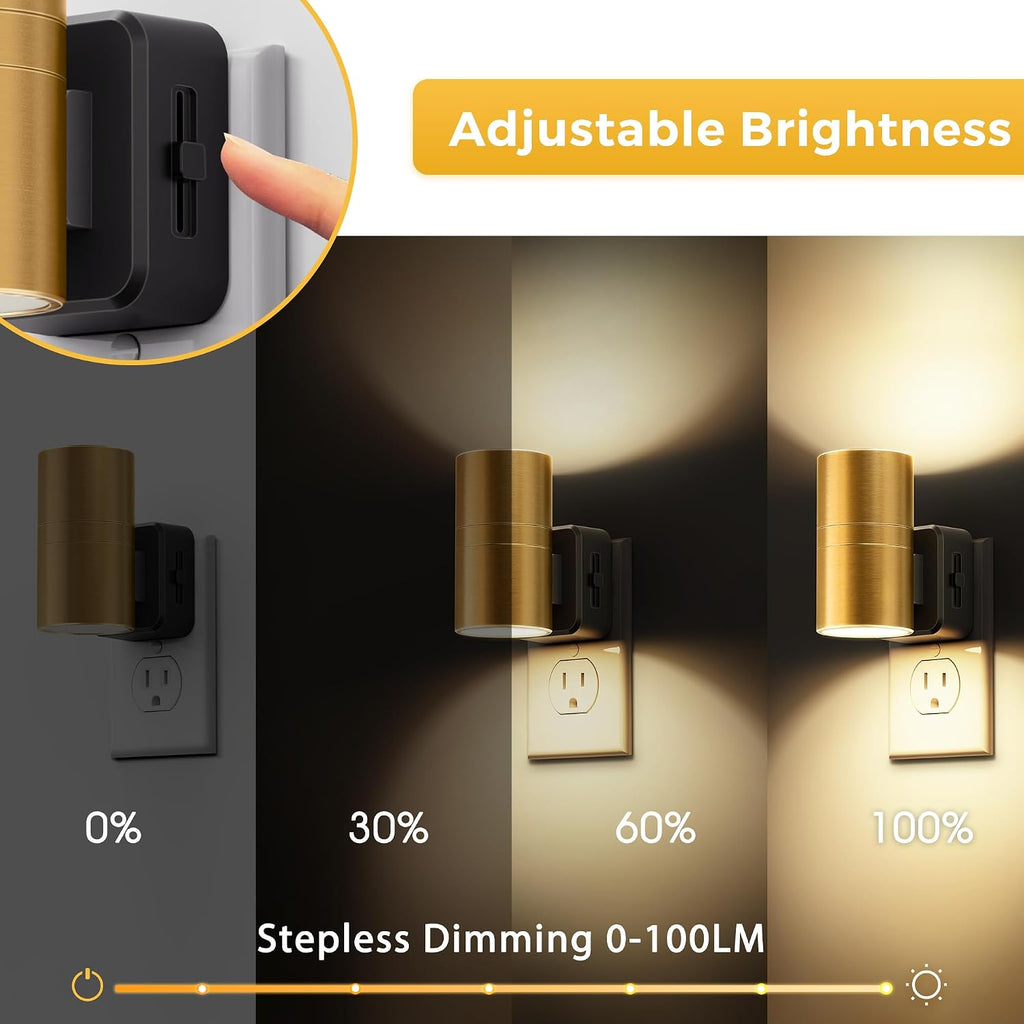 Llohasled L LOHAS LED Night Light, Dimmable Night Lights Plug into Wall, 2 Pack Automatic Nightlight with Light Sensor, 3000K Soft White 0-1…