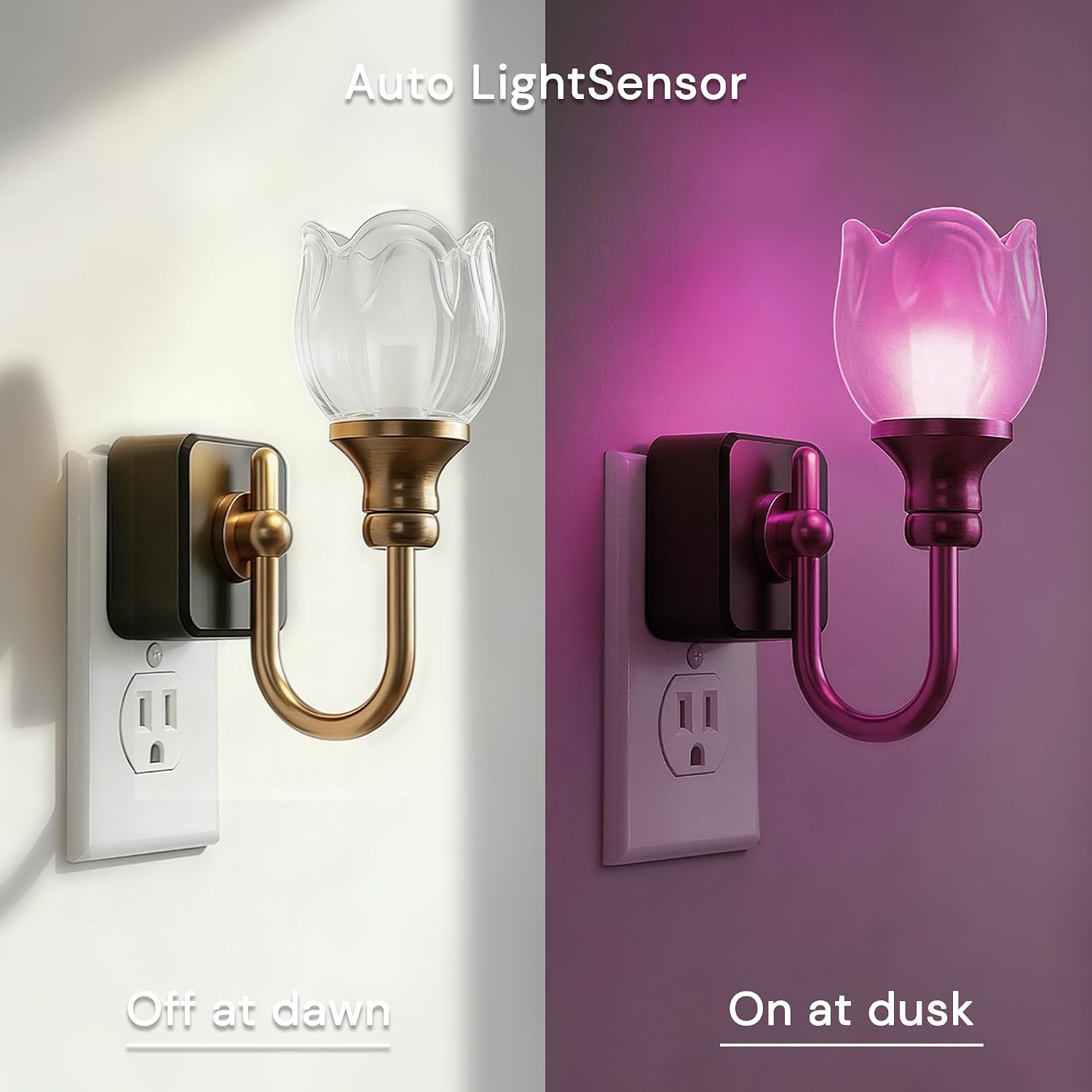 L LOHAS LED Night Lights Plug into Wall, RGB Floral Night Lights with Dusk to Dawn Sensor, 0-100lm Adjustable Brightness, for Hallway…