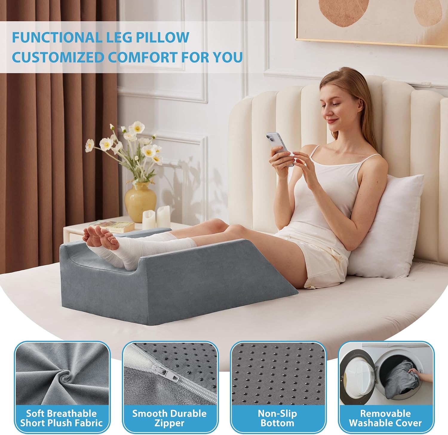 Megcxit Double Leg Elevation Pillows for After Surgery, Memory Foam Leg Elevating Pillow, Leg Pillow Elevation Blood Circulation, Knee Pill…