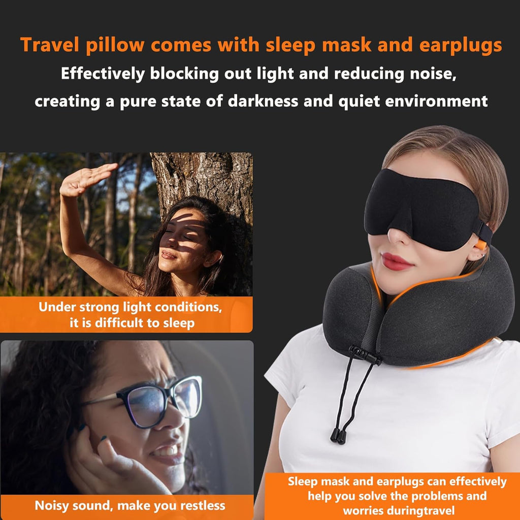 ProfessionalMemoryFoamProductsManufacturers MLVOC Neck Pillow for Traveling, Upgraded 100% Pure Memory Foam Travel Neck Pillow for Airplane…