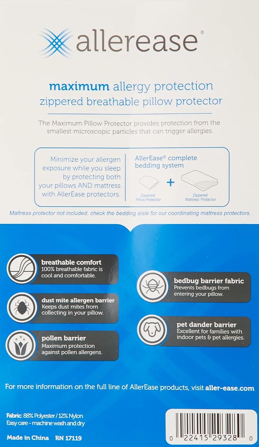 AllerEase Allergy Pillow Protector, King