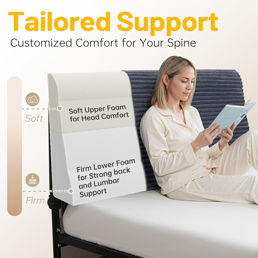 ENITYA Headboard Pillow Queen,60"x24"x8" Large Bed Wedge Backrest Cushion with Ergonomic Soft Foam Support and Removable Cover, Ideal for…