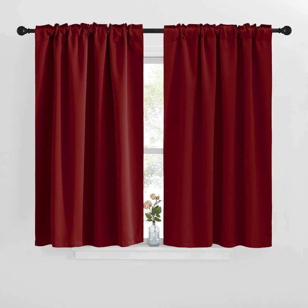 NICETOWN Blackout Window Curtains for Camper - (Burgundy Red Color) 42x40 Inch, 2 Panels Set, Thermal Insulated Room Darkening Blackout…
