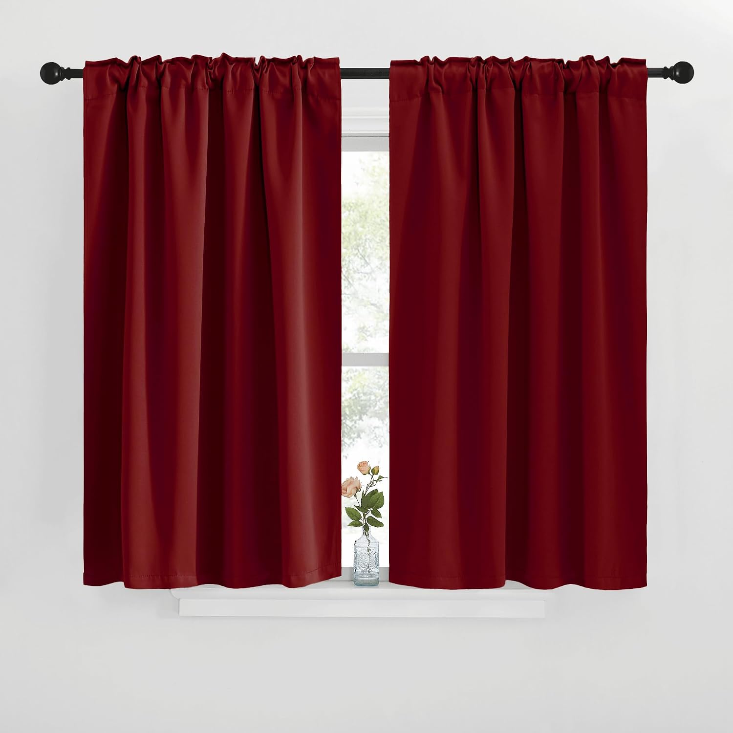NICETOWN Blackout Window Curtains for Camper - (Burgundy Red Color) 42x40 Inch, 2 Panels Set, Thermal Insulated Room Darkening Blackout…