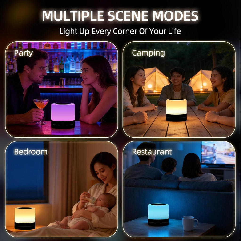 Portable Night Light for Kids, USB Rechargeable Small Desk Lamp,13 RGB Colors & 4 Brightness & 1 Remote, Touch Bedside Table Lamp for…