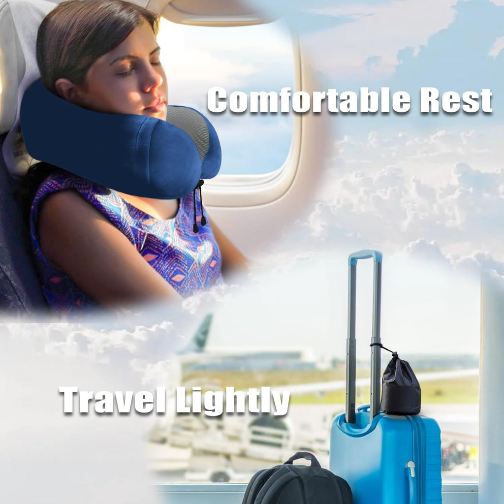 Elvodosia Travel Pillow, Memory Foam Neck Pillow for Traveling, U Shape Neck Pillow Airplane Portable Flight Pillow Travel Kit with…