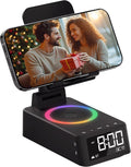 Cell Phone Stand with Bluetooth Speaker, White Noise Machine with 20 Soothing Sounds, Digital Alarm Clock for Bedroom, Bedside Desk…
