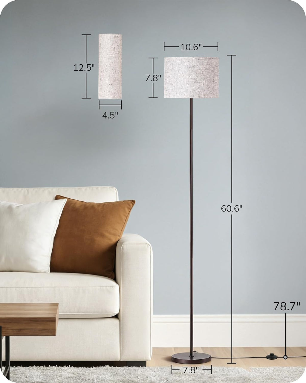 EDISHINE Minimalist Floor Lamp with 2 Shades, Adjustable Brightness & Color Temperature, Remote Control, Dimmable Modern Standing Lamp…