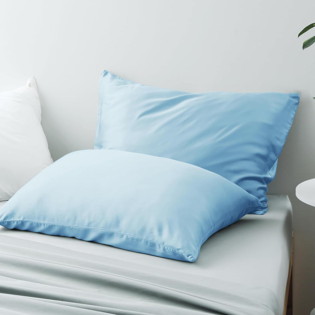 Bamboo Viscose Zippered Pillow Cases Standard Size Set of 2, 400 Thread Count Cooling Pillow Protectors for Hot Sleepers, Luxurious Hotel…