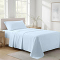 AshtonSheets 100% Organic Cotton Sheets Twin Size - Organic Cotton Twin Size Percale Weave Sheet Set (3 PC, Light Blue), Soft, Cooling, Cri…