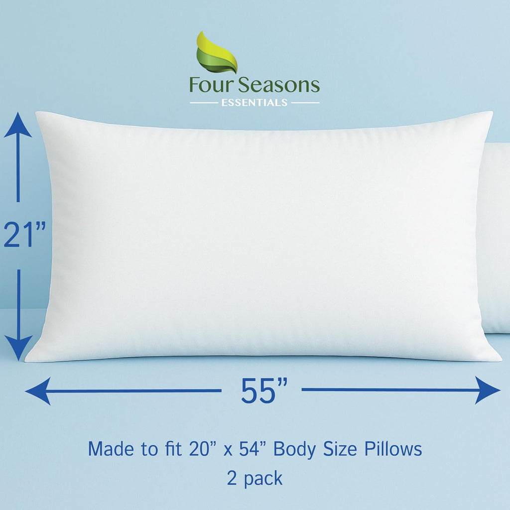 Body Size Pillow Protectors [2 Pack] – Allergy Pillow Cover Waterproof Hypoallergenic Dust Allergen Proof Zippered Encasement